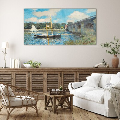 A quiet port on a sunny day Wall art on glass