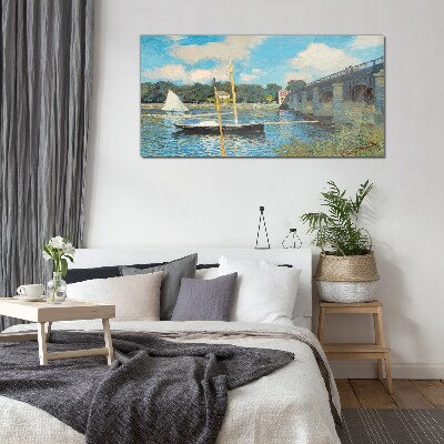 A quiet port on a sunny day Wall art on glass