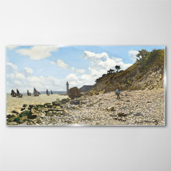 A quiet coast with a lighthouse Glass art print