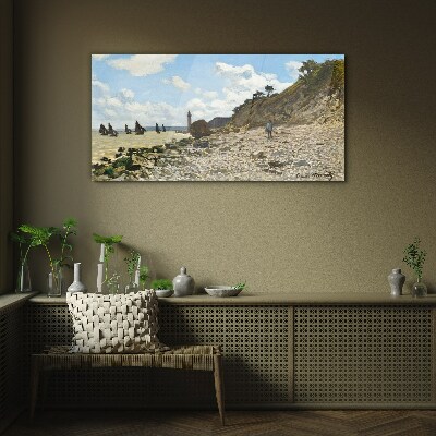 A quiet coast with a lighthouse Glass art print