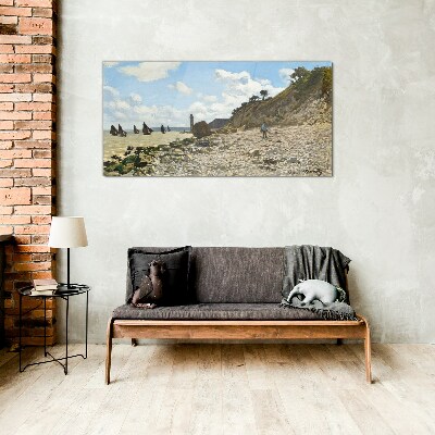 A quiet coast with a lighthouse Glass art print