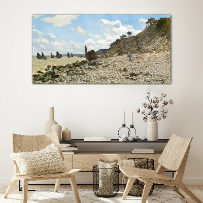A quiet coast with a lighthouse Glass art print