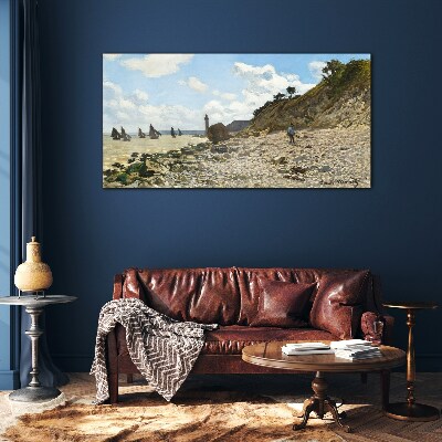 A quiet coast with a lighthouse Glass art print
