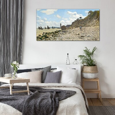 A quiet coast with a lighthouse Glass art print