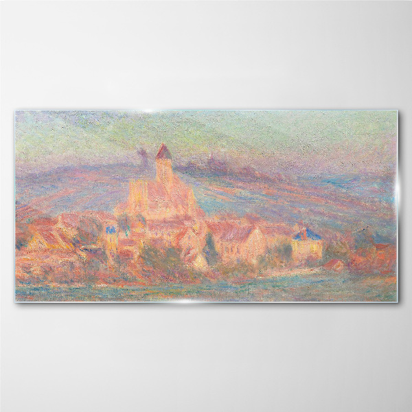 Misty landscape with a castle Wall art on glass