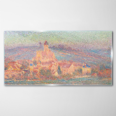 Misty landscape with a castle Wall art on glass