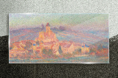 Misty landscape with a castle Wall art on glass