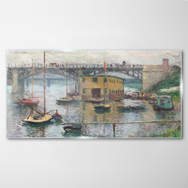 A peaceful port in pastel colors Wall art on glass