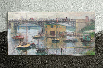 A peaceful port in pastel colors Wall art on glass