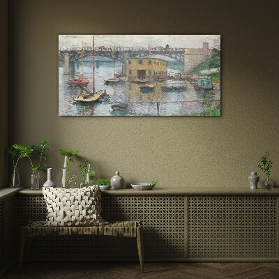A peaceful port in pastel colors Wall art on glass