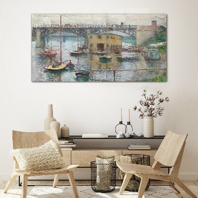 A peaceful port in pastel colors Wall art on glass