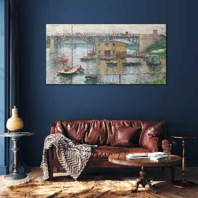 A peaceful port in pastel colors Wall art on glass