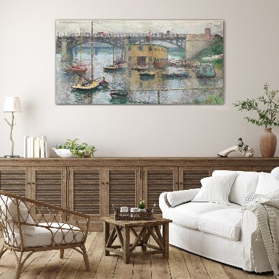 A peaceful port in pastel colors Wall art on glass