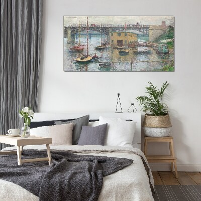 A peaceful port in pastel colors Wall art on glass