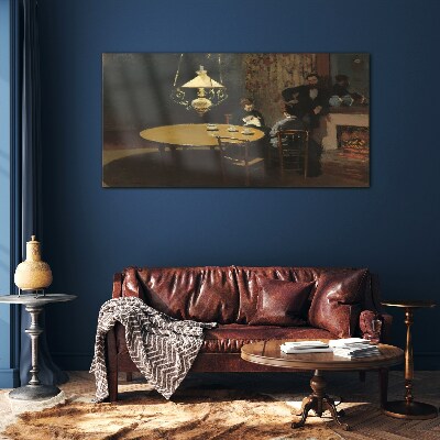 Evening at the table Wall art on glass