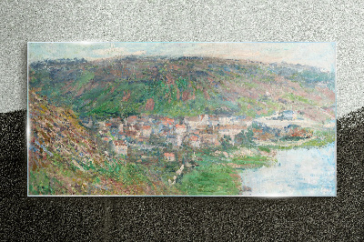 Spring landscape by the river Glass art print