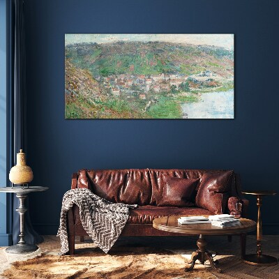 Spring landscape by the river Glass art print