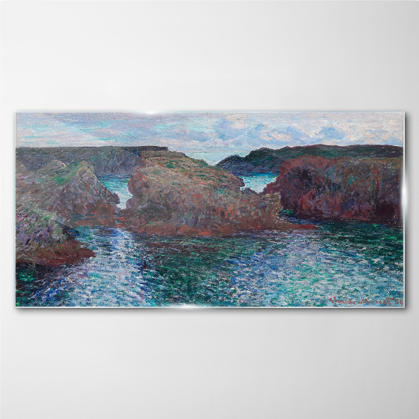 Sea cliffs in daylight Glass art print
