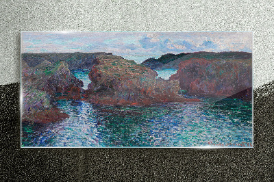 Sea cliffs in daylight Glass art print