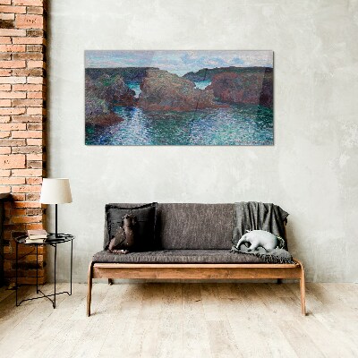 Rocks ocean monet Glass Print