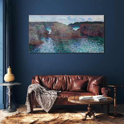 Rocks ocean monet Glass Print