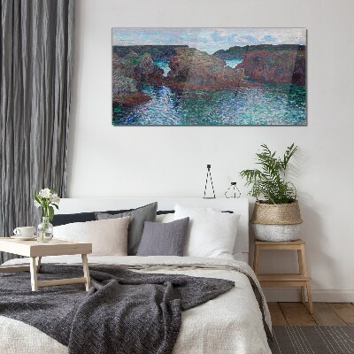 Sea cliffs in daylight Glass art print