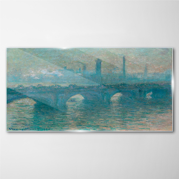 London Bridges in the Fog Wall art on glass