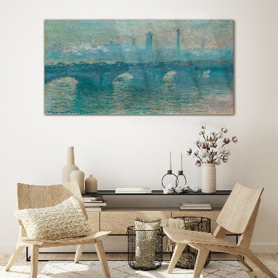 London Bridges in the Fog Wall art on glass