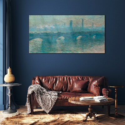 London Bridges in the Fog Wall art on glass