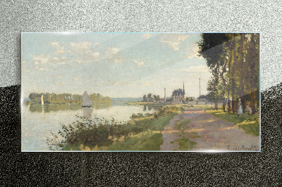 A peaceful landscape by the river Glass art print