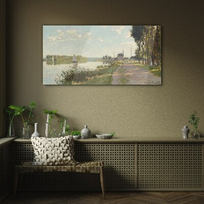 A peaceful landscape by the river Glass art print
