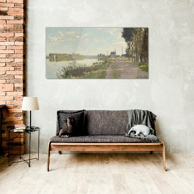 A peaceful landscape by the river Glass art print