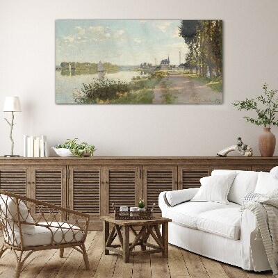 A peaceful landscape by the river Glass art print