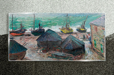 Sea port with boats Wall art on glass