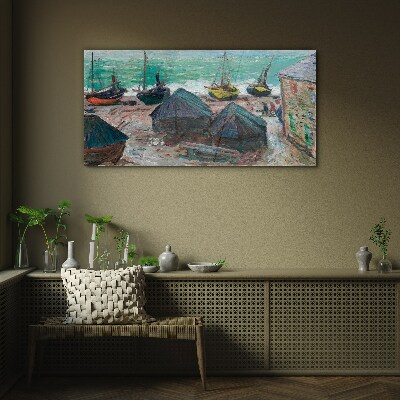 Sea port with boats Wall art on glass
