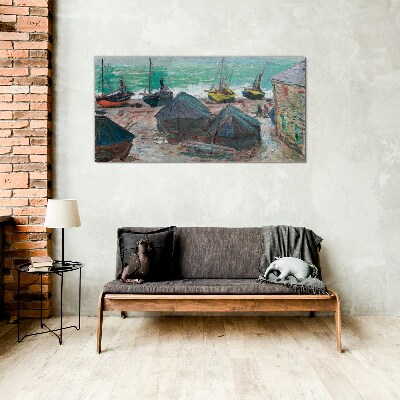 Sea port with boats Wall art on glass