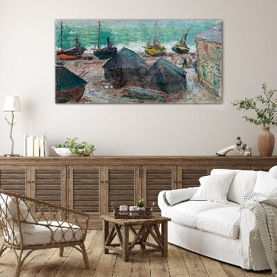 Sea port with boats Wall art on glass