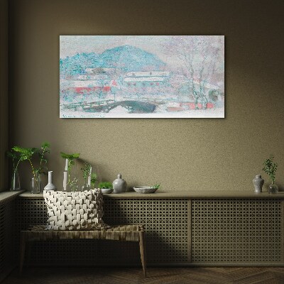 Winter landscape Glass art print
