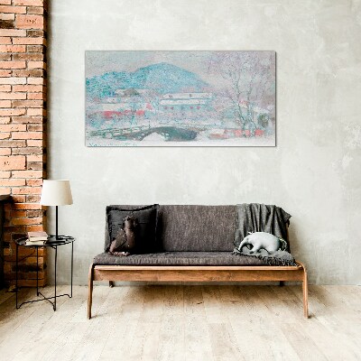 Winter landscape Glass art print