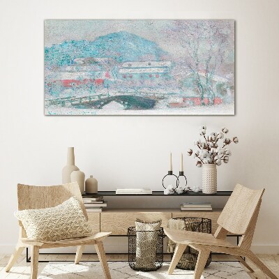 Winter landscape Glass art print