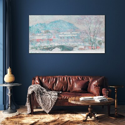 Winter landscape Glass art print
