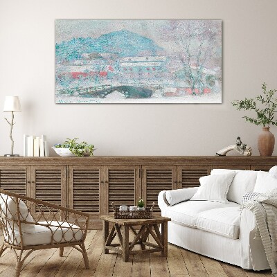 Winter landscape Glass art print