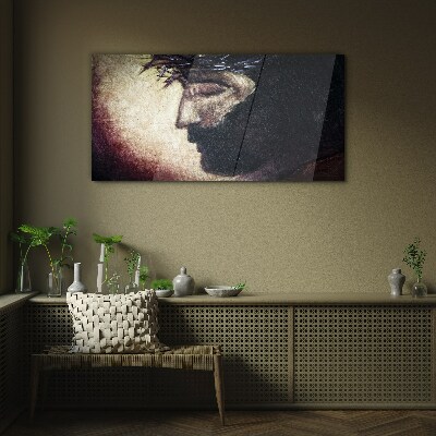 Religious jesus crown Glass Wall Art