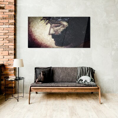 Religious jesus crown Glass Wall Art