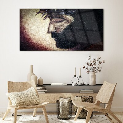 Religious jesus crown Glass Wall Art