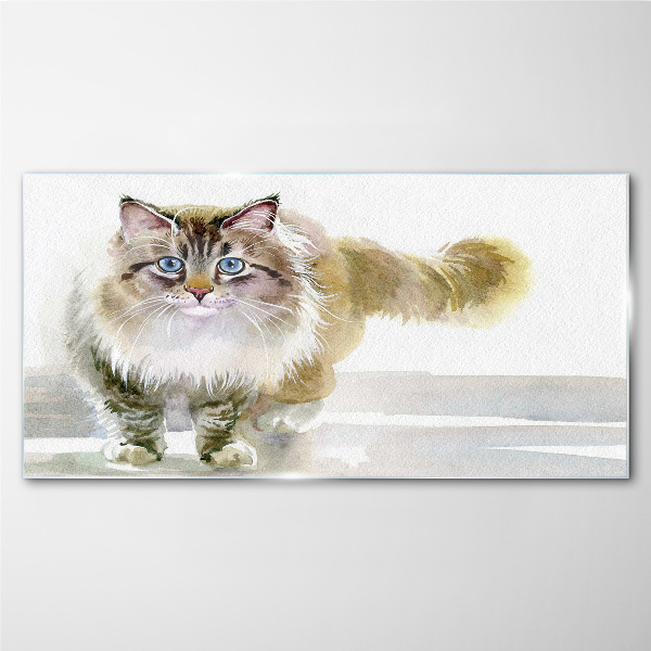 Cat in pastel shades Glass art print