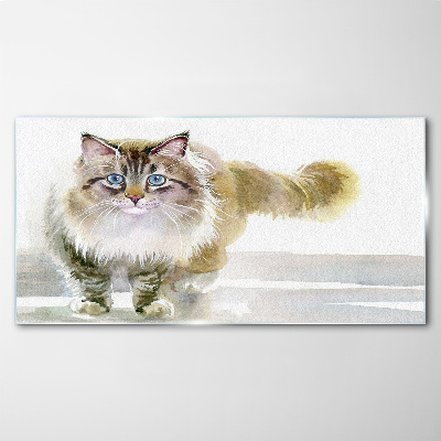 Cat in pastel shades Glass art print