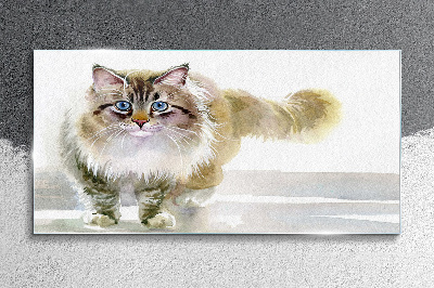 Cat in pastel shades Glass art print
