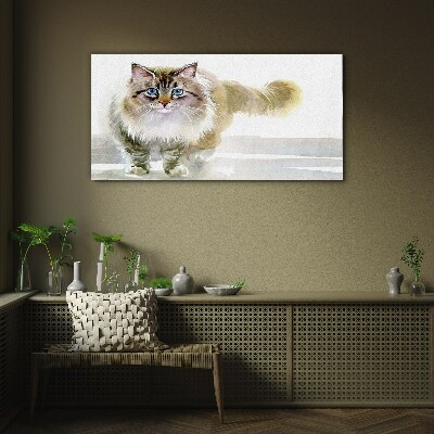 Cat in pastel shades Glass art print