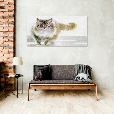 Cat in pastel shades Glass art print
